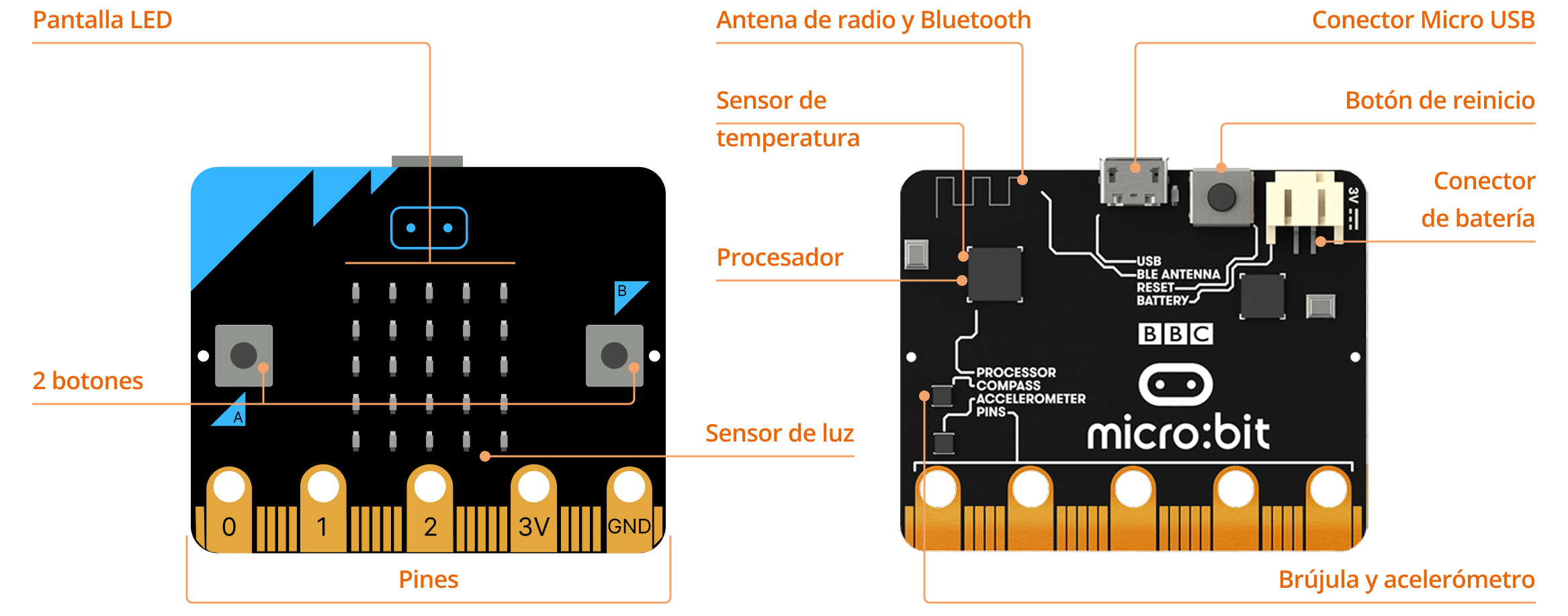 Detalle placa Microbit